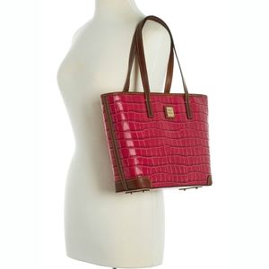 π DOONEY & BOURKE Charleston Croc Leather Red Tote Handbag Bag